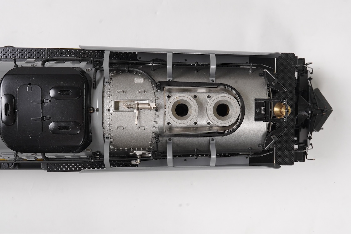 A Gauge One Aster Hobbies live steam Union Pacific Challenger 4-6-6-4 tender locomotive, 3977, the factory ‘Built Up’ version, spirit fired working four cylinder motion, with assembly instructions, operating instructions